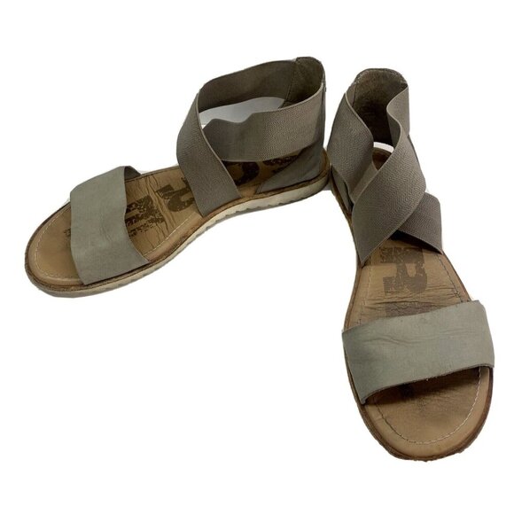 SOREL Women Sandals Size 8 Gray Ella Ankle Strap Slip On Casual Beach Summer - Picture 4 of 9